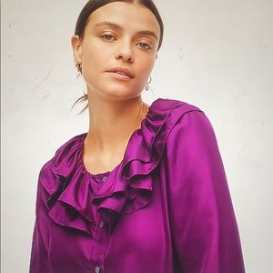 J. Crew Silk Twill Ruffle Top. Small NWT